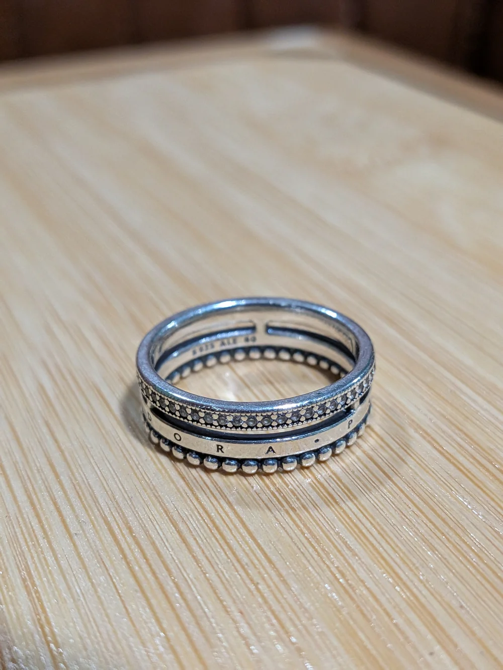 Pandora: Signature Logo Pavé & Beads Ring